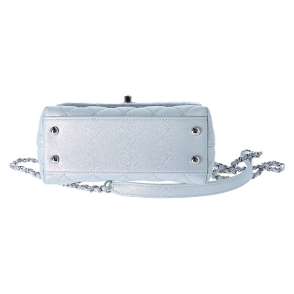 Chanel Coco Handle Bag Quilted Caviar Extra Mini Iridescent Blue Rainbow HW - Picture 12 of 17